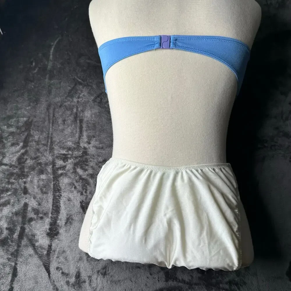 Vintage 80s/90s Bandeau Bikini Swim Suit Cinderella Blue Princess Womens SZ M